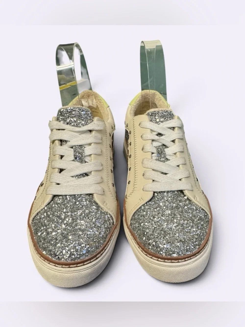 Crown Vintage Kalinda sneakers glitter, leopard print and stud accents Sz 7